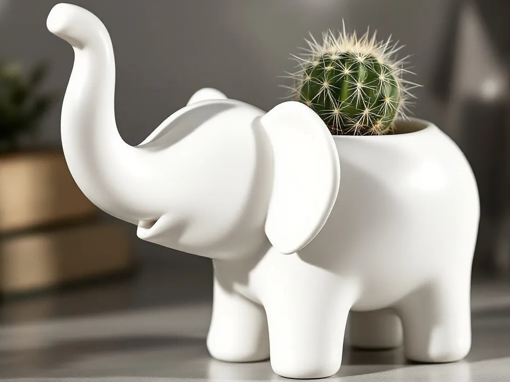 Minimalist Elephant Planter | Cute 3D Printed Succulent & Cactus Pot