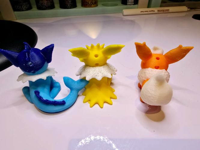 Eeveelution Trio Set | 3D Printed Vaporeon, Jolteon & Flareon Figures