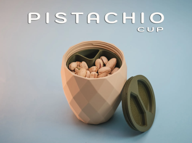 The Pistachio Cup | 3D Printed Snack Bowl with Hidden Shell Holder