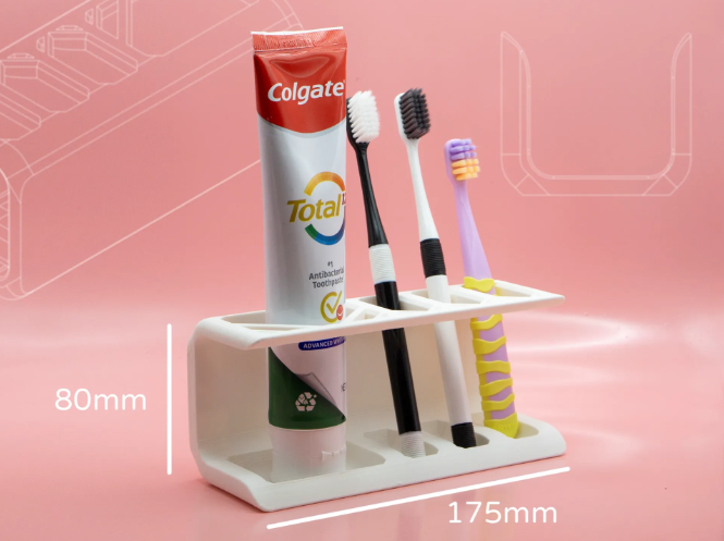 Minimalist Toothbrush & Toothpaste Holder | 3D Printed Bathroom Organizer