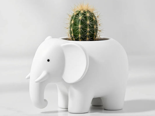 Minimalist Elephant Planter | 3D Printed Cute Succulent Pot & Modern Decor