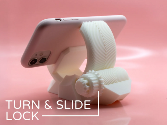 Adjustable Phone Stand with Turn & Slide Lock | 3D Printed Desk Holder