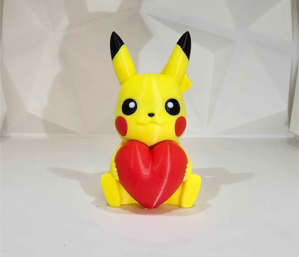 Pikachu with Heart Figure | 3D Printed Romantic Pokémon Gift