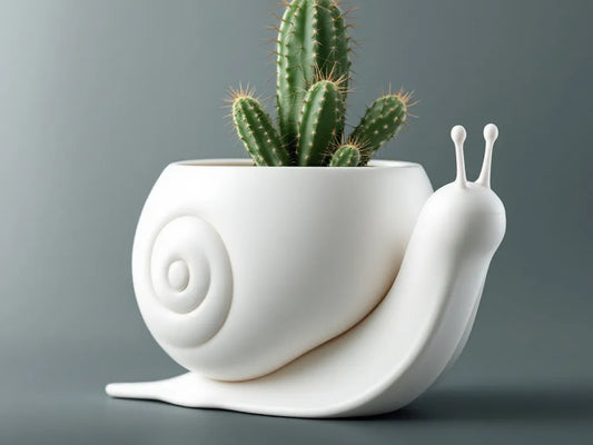 Minimalist Snail Planter | 3D Printed Cute Succulent Pot & Decor
