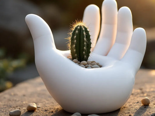 Sculptural Hand Planter | 3D Printed Modern Succulent Pot & Jewelry Dish