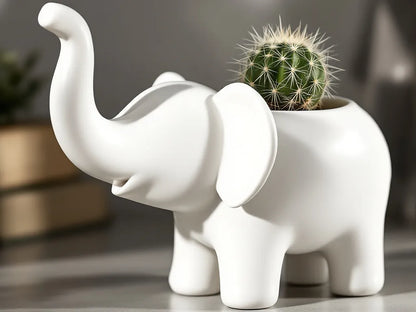 Minimalist Elephant Planter | Cute 3D Printed Succulent & Cactus Pot