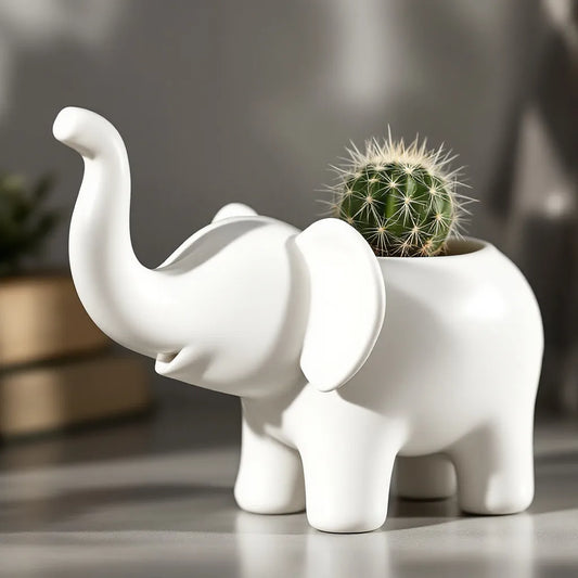 Minimalist Elephant Planter | Cute 3D Printed Succulent & Cactus Pot