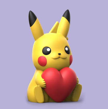 Pikachu with Heart Figure | 3D Printed Romantic Pokémon Gift