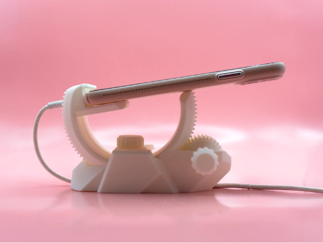 Mechanical Phone Stand V2 | 3D Printed with Precision Gear Lock